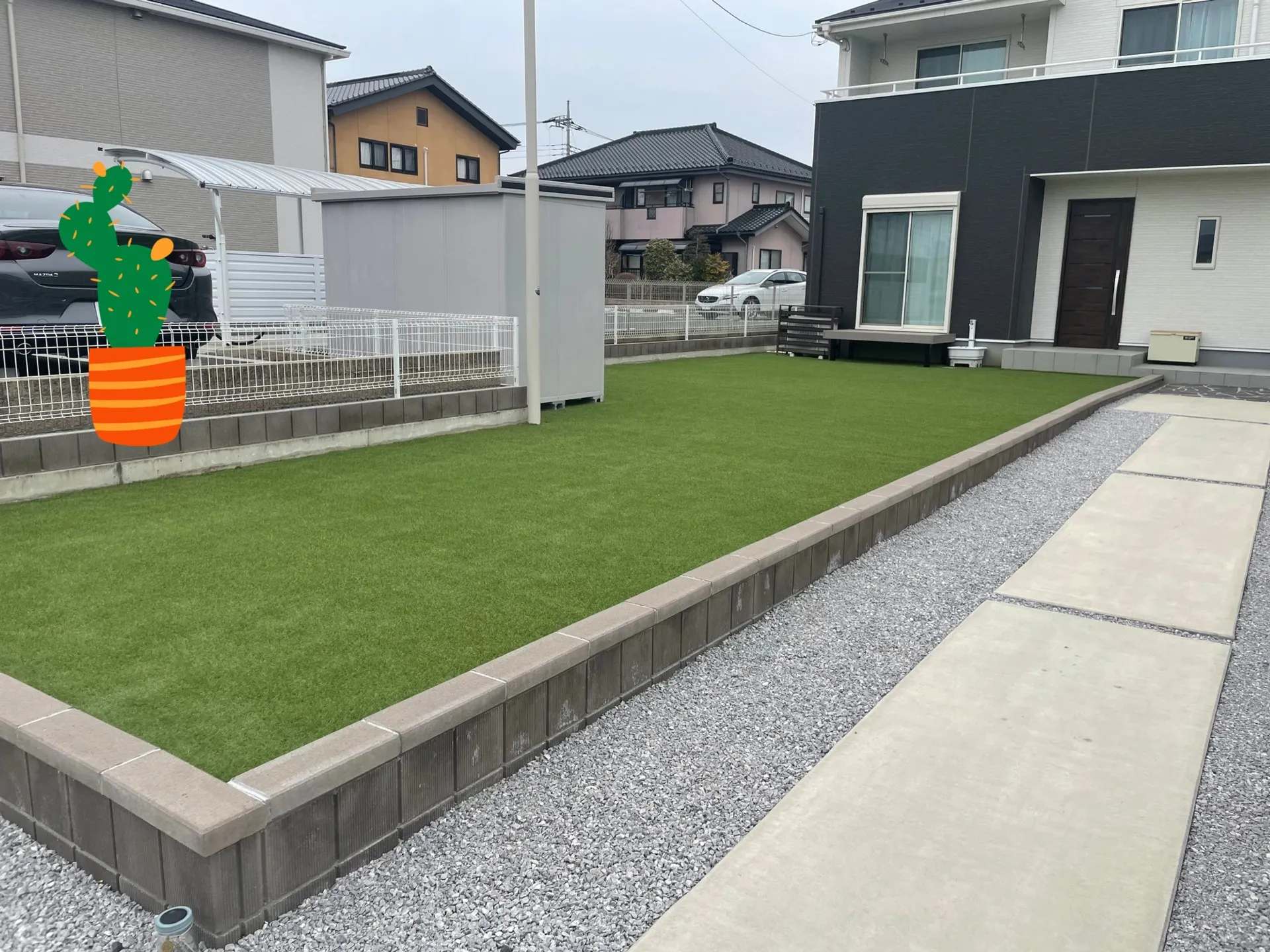 S様邸デッキ・人工芝・物置施工